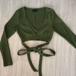 ASOS Green Cropped Tie Top